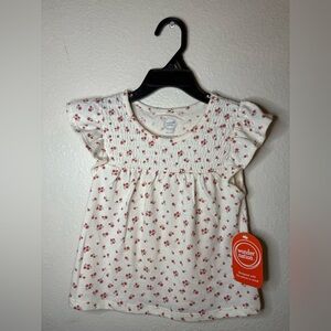 Wonder Nation White and Red Floral Short Sleeve Tee